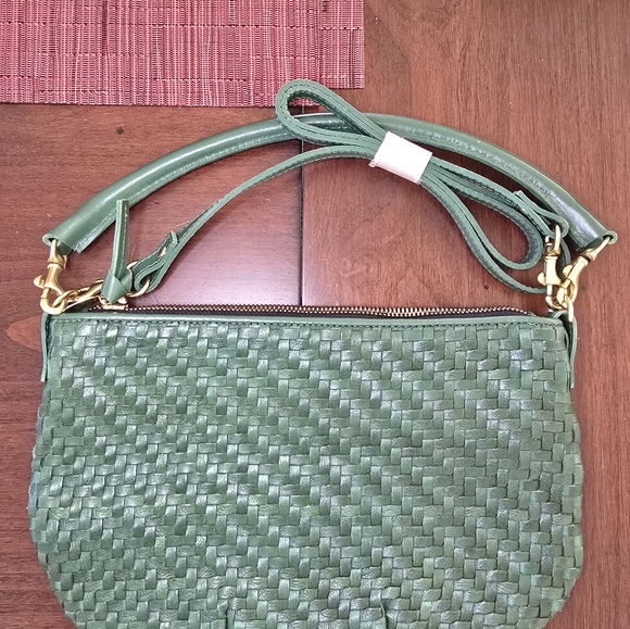 Clare V. Petit Moyen Messenger Evergreen Woven Zig Zag - Picture 7 of 9
